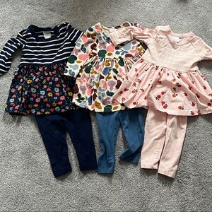 Hanna Andersson Navy, Blue, and Pink Leggings Set